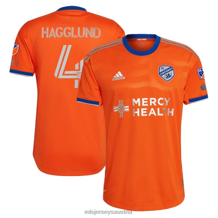 Männer FC Cincinnati Nick Hagglund Adidas Orange 2023 Juncta Juvant Kit Authentisches Spielertrikot Jersey MLS Jerseys TT4B495