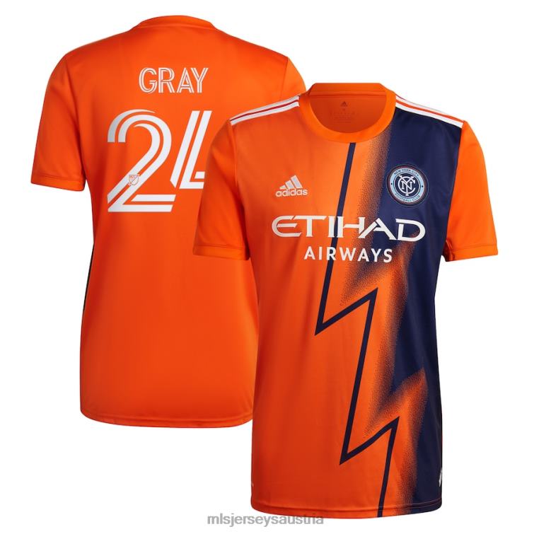 Männer New York City FC Tayvon graues adidas orange 2022 The Volt Kit Replika-Spielertrikot Jersey MLS Jerseys TT4B1189